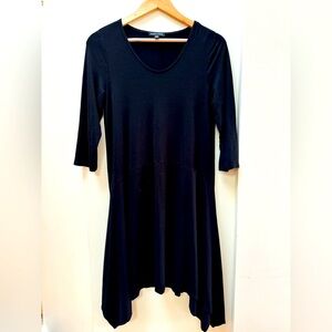 Eileen Fisher Fine Jersey scoop neck dress. Black. Size Medium.